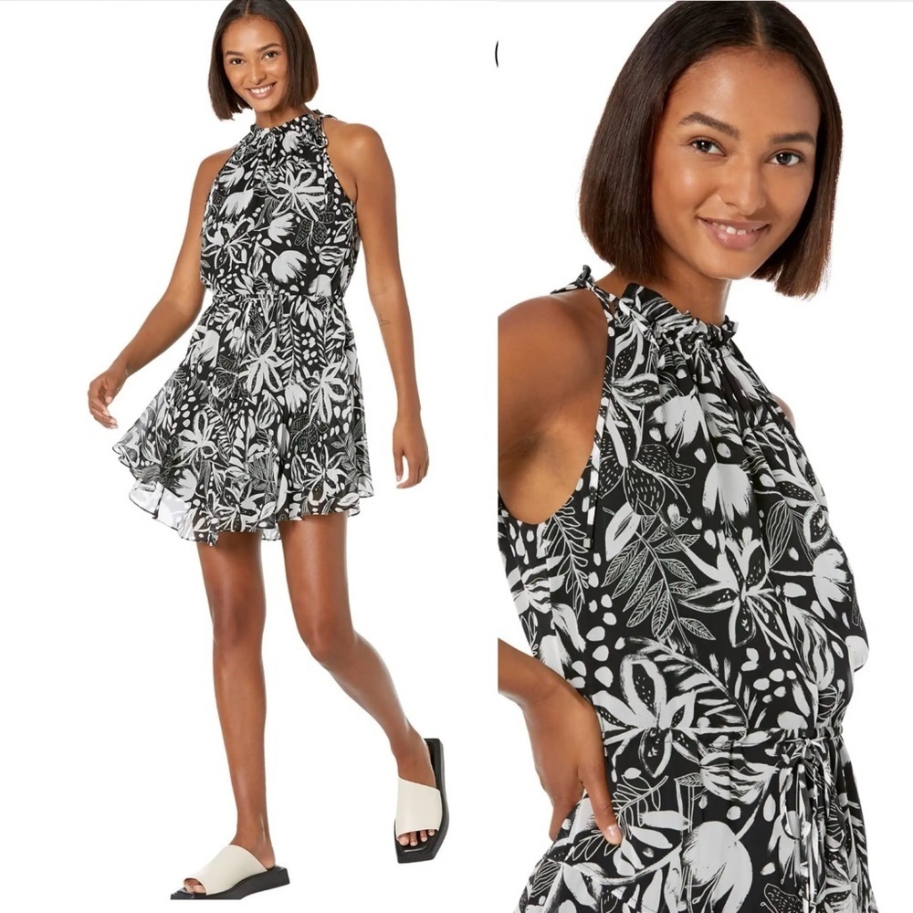 Milly Gwin Painted Tiger Lily Mini Dress Size 10